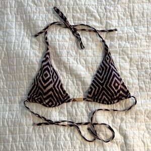 Victoria's Secret Purple and Champagne Geometric Bikini Top, Medium.